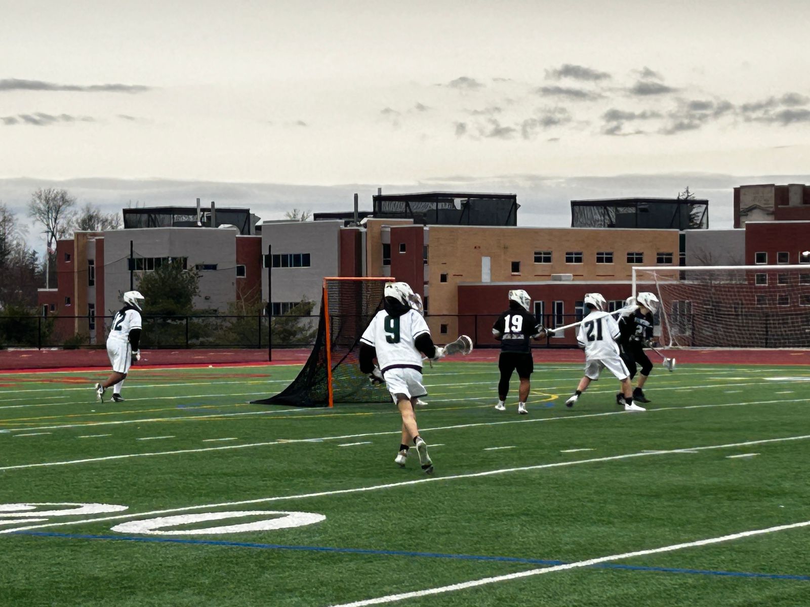 Hawks attacking at the Panthers goal.